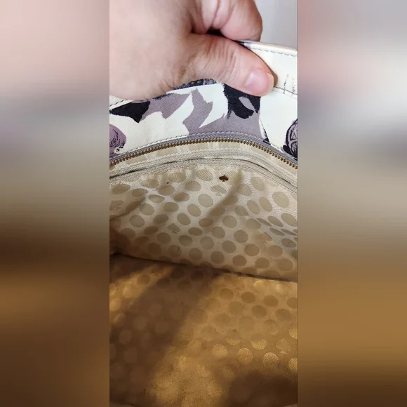 Kate spade floral tote gray white flowers floral - Picture 8 of 10